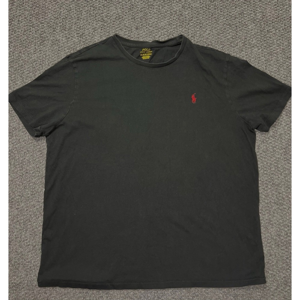 Polo Ralph Lauren Men's Black Logo Cotton Knit Short Sleeve T-Shirt Crew Neck XL - Picture 1 of 7